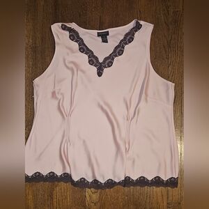 Lane Bryant Pink Sleeveless Top with Lace Trim. Size 26